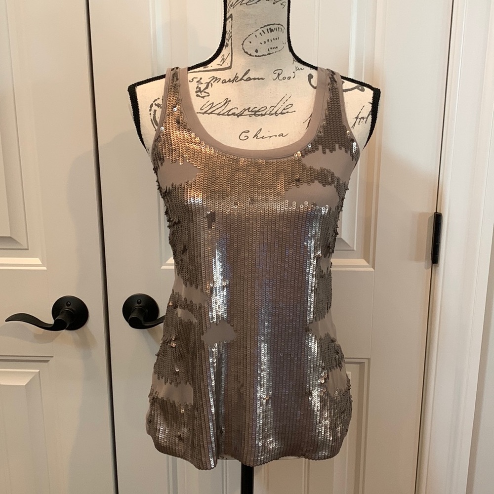 EXPRESS Sequin Tan Tank Top XS